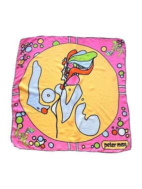 Rare Vintage 1960s Peter Max “Love” Silk Scarf - Pop Art Masterpiece
